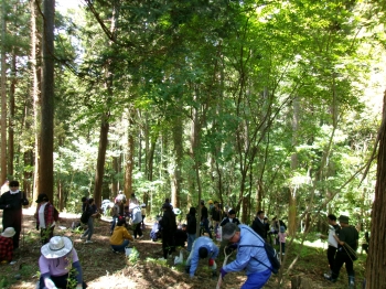 参加者はケヤキやコナラなどの苗木を植樹した